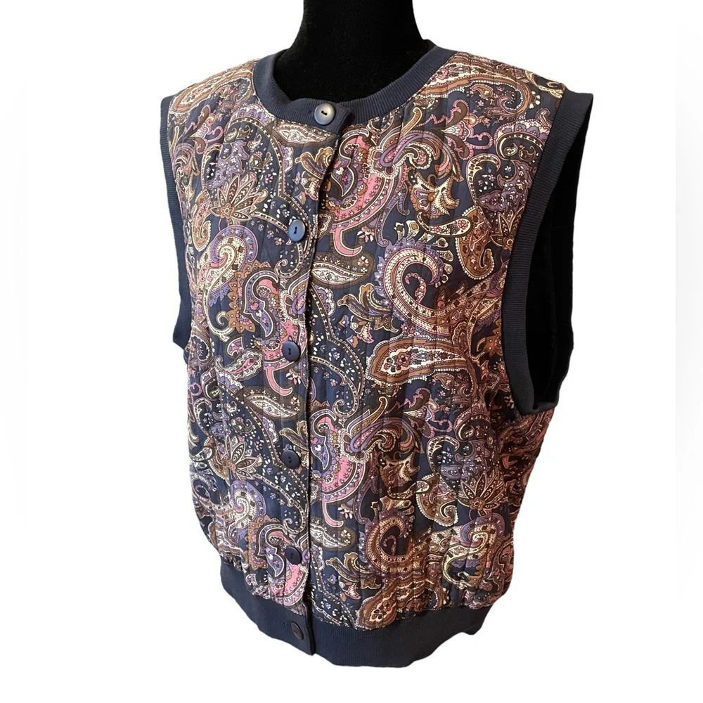 Vintage Orvis Paisley Printed Silk Vest XL